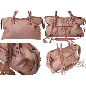Balenciaga Handbag Shoulder The Leather Bag Pink City